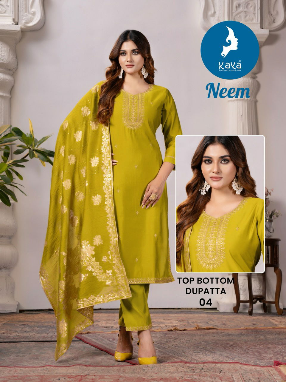 Neem By Kaya Roman Silk Designer Kurti With Bottom Dupatta Wholesale Shop In Surat